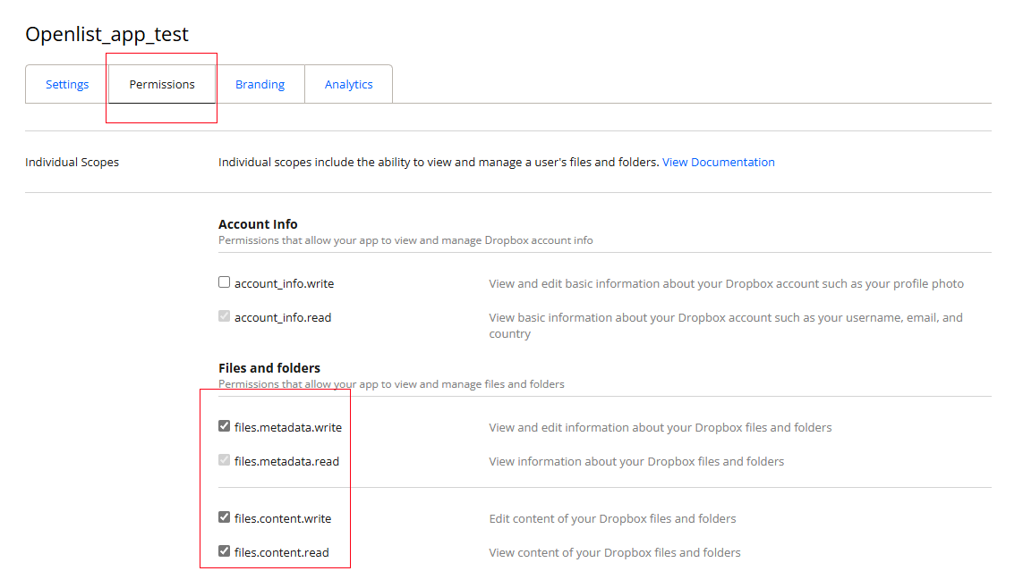 Permission configuration